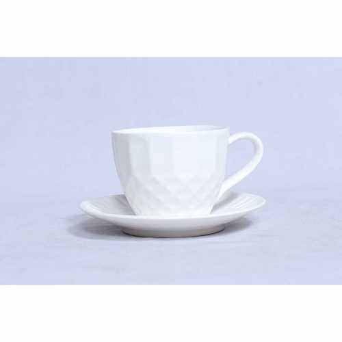 Nero Ceramic -  white diamond cups & saucer