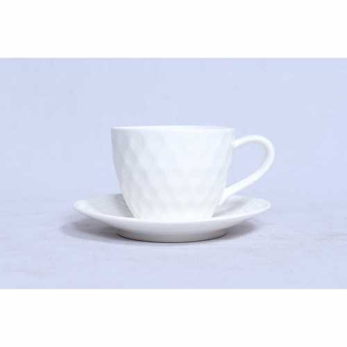 Nero Ceramic -  white pearl press cups & saucer