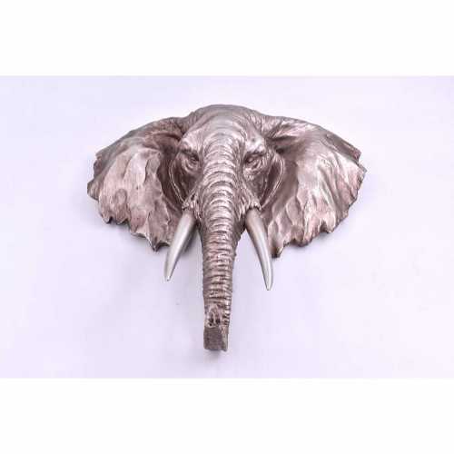 DENI WALL ART-SILVER  ELEPHANT HEAD