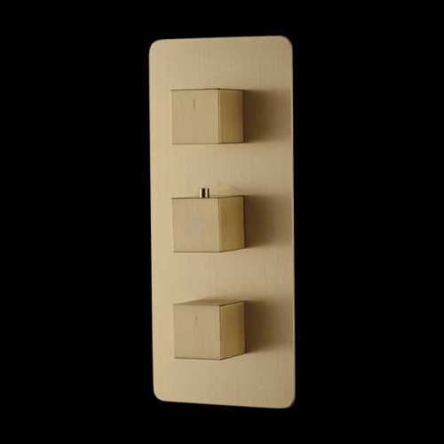 Brushed Gold High-Flow Thermostatic Diverter With Four Outlets (20mm Inlet)