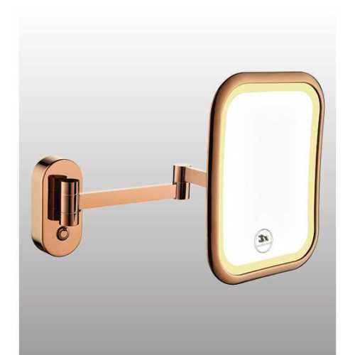 Brass Mirror With Dual LED Lights ( Rose Gold )