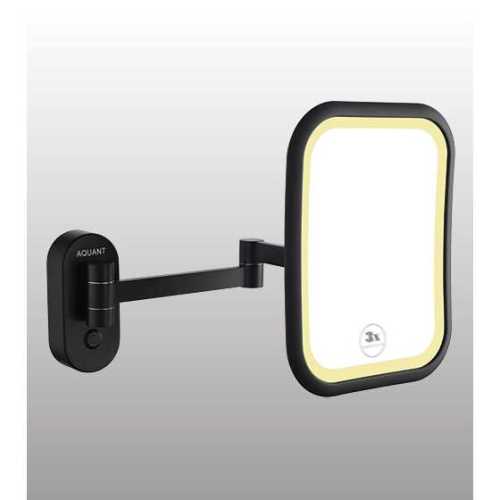 Brass Mirror With Dual LED Lights ( Matt Black )